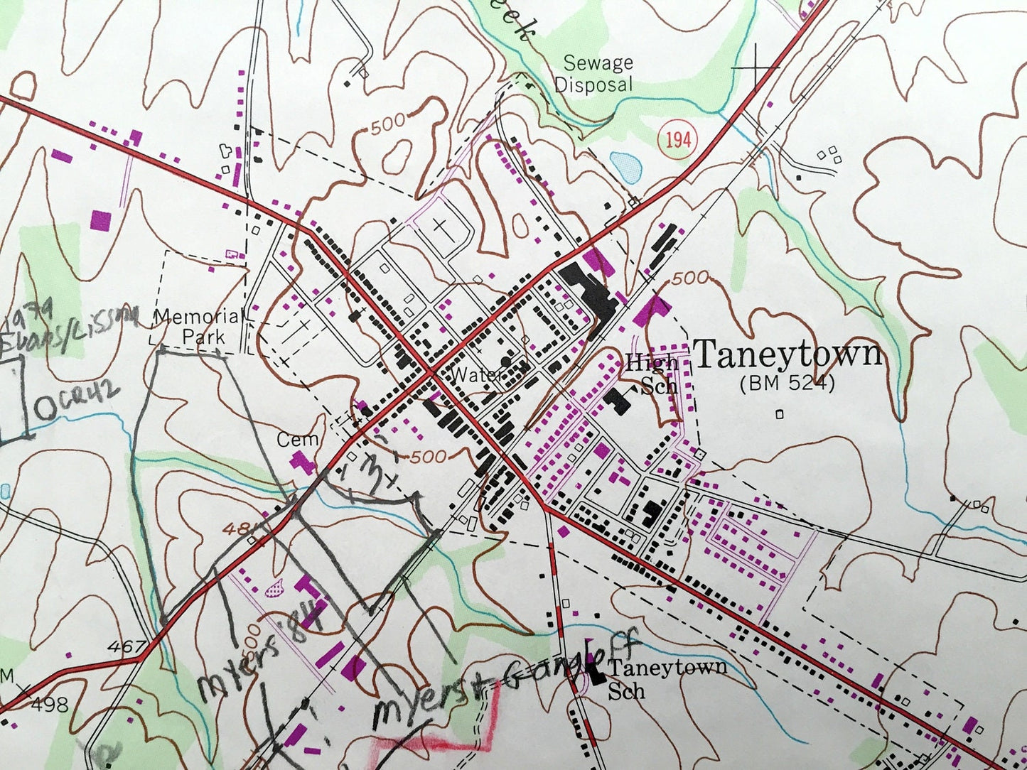 Antique Taneytown, Maryland & Mount Joy, Pennsylvania 1953 US Geological Survey Topographic Map – Stumptown, Germany, Galt, Longville,Harney
