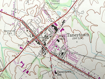 Antique Taneytown, Maryland 1953 US Geological Survey Topographic Map – Stumptown, Germany, Galt, Longville, Harney, Mount Joy, Pennsylvania