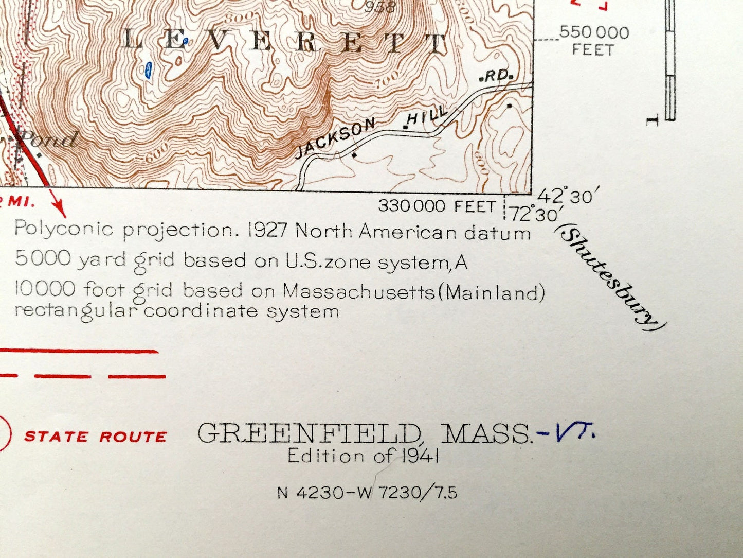 Antique Greenfield, Massachusetts 1941 US Geological Survey Topographic Map – Montague, Turners Falls, Deerfield, Sunderland Gill Wapping MA