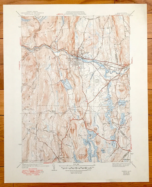 Antique Orange, Massachusetts 1941 US Geological Survey Topographic Map – New Salem, Athol, Erving, Warwick, Wendell, Petersham