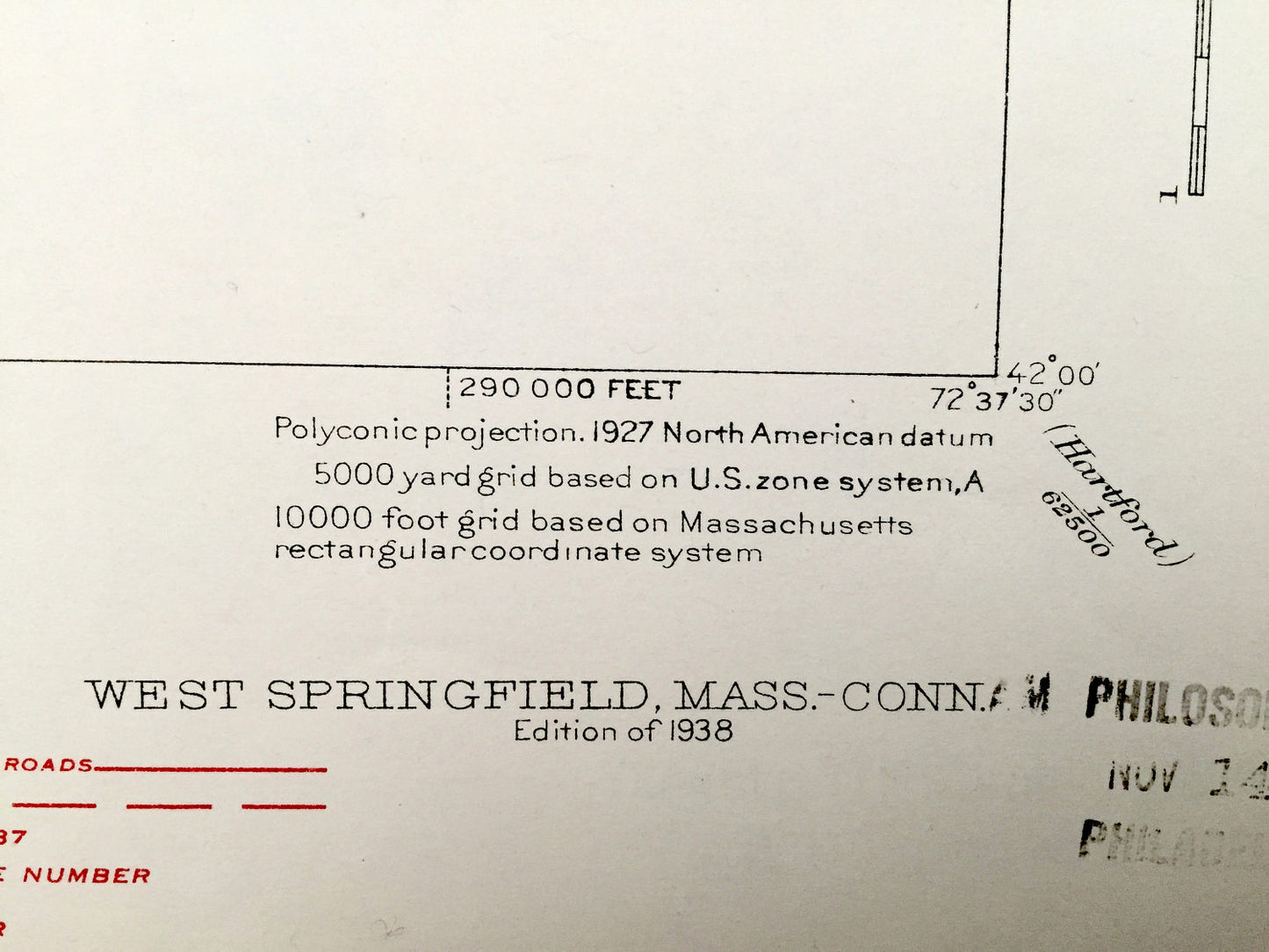 Antique West Springfield, Massachusetts 1938 US Geological Survey Topographic Map – Westfield, Agawam, Southwick, Robinson State Park, CT MA