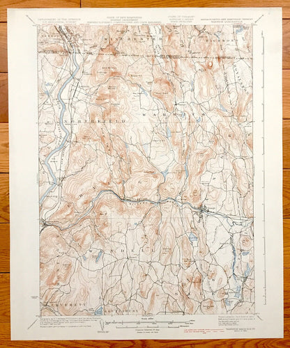 Antique Warwick, Massachusetts 1935 US Geological Survey Topographic Map – Northfield, Erving, Orange, Wendell Winchester Franklin County MA
