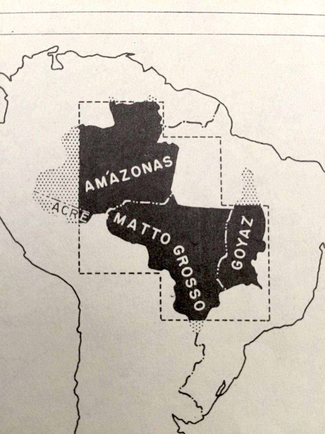 Antique Amazonas-Matto Grosso Region 1943 Formerly Restricted US Government Map – Goyaz, São Paulo, Paraguay, Bolivia, Pará, South America