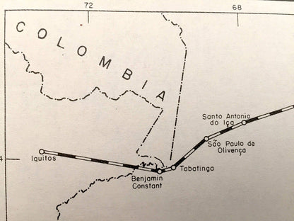 Antique Amazonas-Matto Grosso Region Airline Map 1943 – Formerly Restricted US Government – Goyaz, São Paulo, Paraguay, Pará, South America