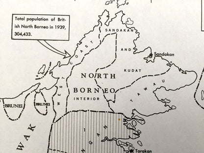 Antique Borneo, Celebes & Halmahere 1930 Population Density Map – Formerly Restricted US Government – Sarawak, Samarinda, Tarakan, Manado