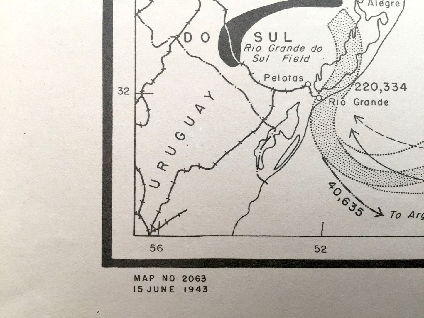 Antique Brazil 1943 Domestic Movements Map – US Board of Economic Warfare – Sao Paulo, Parana, Sao Paulo, Salvador, Rio de Janeiro