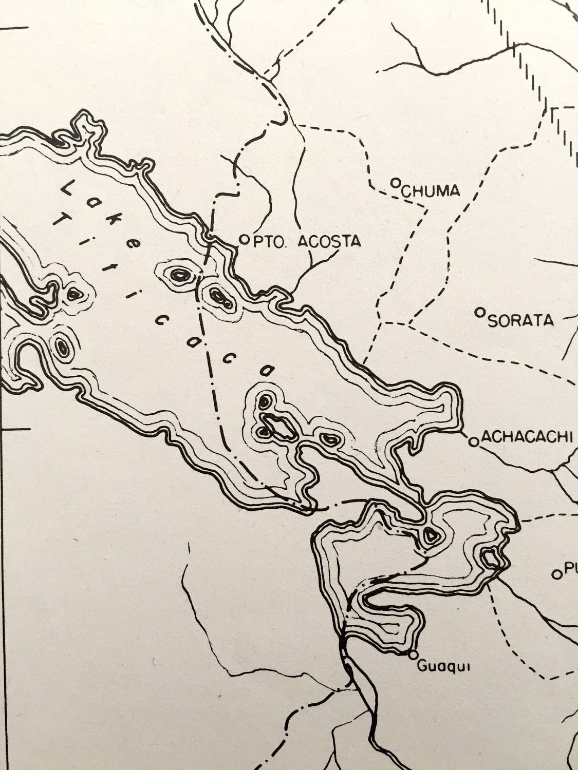 Antique Cinchona, Bolivia 1942 US Board of Economic Warfare Map – Lake Titicaca, La Paz, Corocoro, Achacachi, Acosta