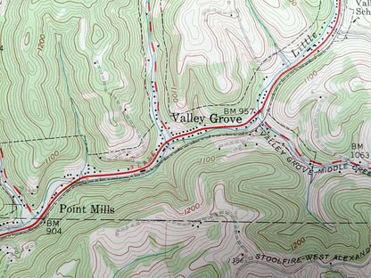 Antique Valley Grove, West Virginia & Donegal, Pennsylvania 1959 US Geological Survey Topographic Map – Liberty, Triadelphia, West Finley WV