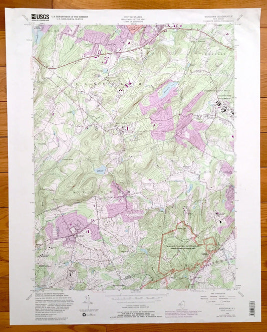 Antique Mendham, New Jersey 1954 US Geological Survey Topographic Map – Randolph, Harding, Morris, Denville, Mine Hill, Mount Freedom, NJ