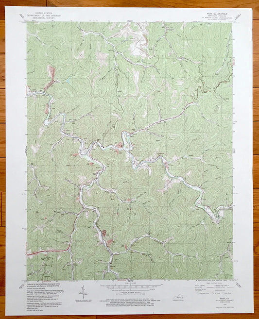 Antique Meta, Kentucky 1992 US Geological Survey Topographic Map – Zebulon, Blackburn Bottom, Raccoon, Pike County, Tipple