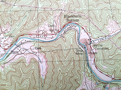 Antique Meta, Kentucky 1992 US Geological Survey Topographic Map – Zebulon, Blackburn Bottom, Raccoon, Pike County, Tipple