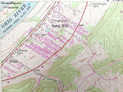 Antique Valley Mills, West Virginia & Marietta, Ohio 1957 US Geological Survey Topographic Map – Union, Williams, Parksersburg, Doyle, Ogden