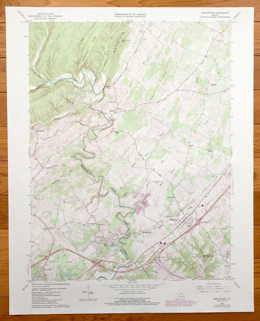 Antique Middletown, Virginia 1966 US Geological Survey Topographic Map – Marlboro, Lebanon Church, Wheatfield, Clary, Reliance, Oranda, VA