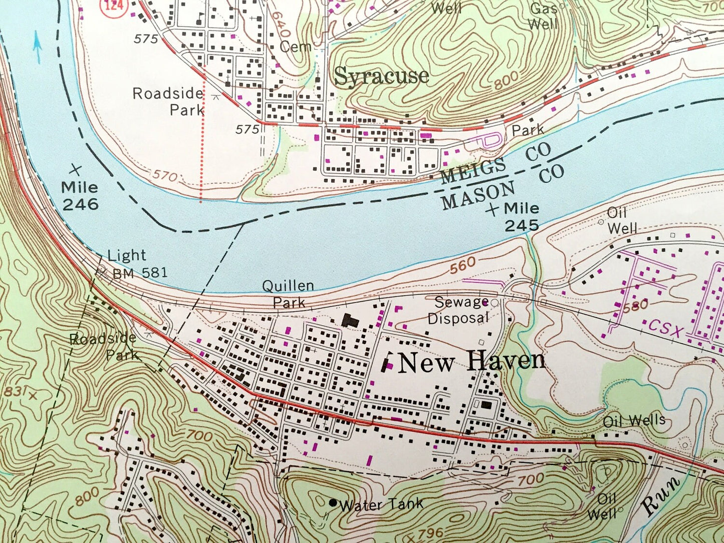 Antique New Haven, West Virginia & Sutton, Ohio 1968 US Geological Survey Topographic Map – Racine, Letart, Cooper, Graham, Longdale, Letart