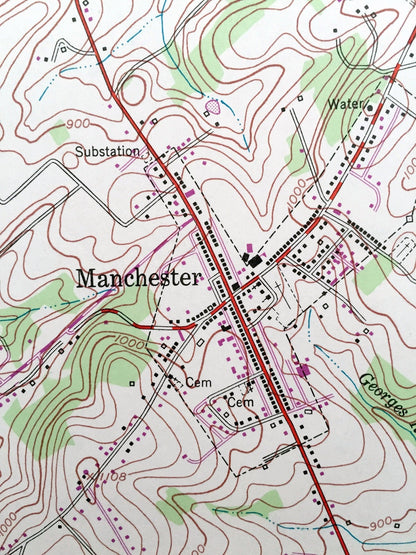 Antique Manchester, Maryland & West Manheim, Pennsylvania 1953 US Geological Survey Topographic Map –  Bachman Mills, Melrose, Bandanna