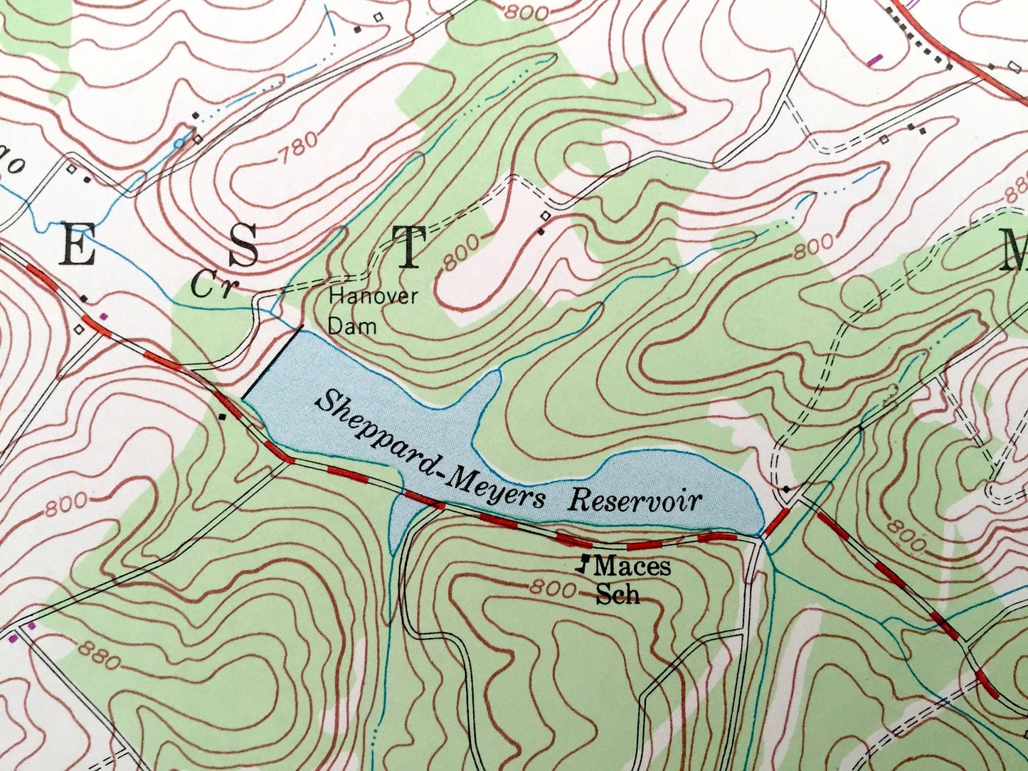 Antique Manchester, Maryland & West Manheim, Pennsylvania 1953 US Geological Survey Topographic Map –  Bachman Mills, Melrose, Bandanna