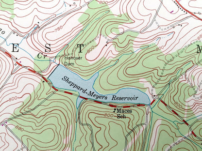 Antique Manchester, Maryland & West Manheim, Pennsylvania 1953 US Geological Survey Topographic Map –  Bachman Mills, Melrose, Bandanna