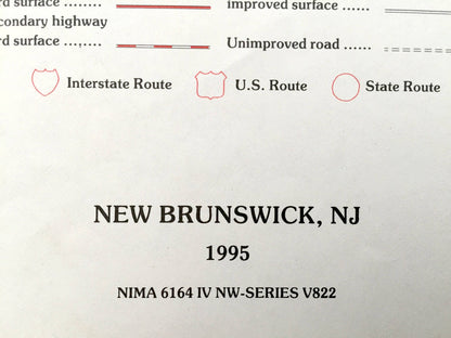 Antique New Brunswick, New Jersey 1995 US Geological Survey Topographic Map – South River, Spotswood, Highland Park, Franklin, Milltown