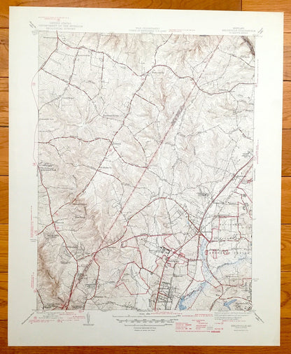 Antique Beltsville, Maryland 1945 US Geological Survey Topographic Map – Greenbelt, Hollywood, Edgewood, Montgomery, Prince Georges County