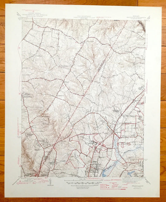 Antique Beltsville, Maryland 1945 US Geological Survey Topographic Map – Greenbelt, Hollywood, Edgewood, Montgomery, Prince Georges County