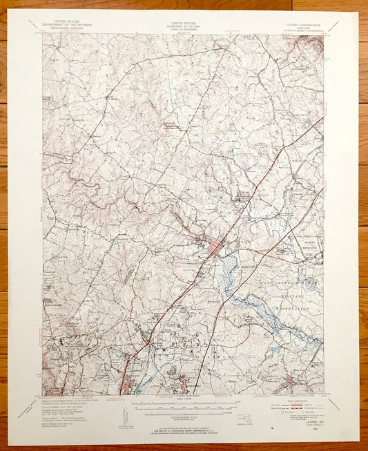 Antique Laurel, Maryland 1949 US Geological Survey Topographic Map – Hollywood, Beltsville, Greenbelt, Savage, Bowie, Jessup, Fort Meade, MD