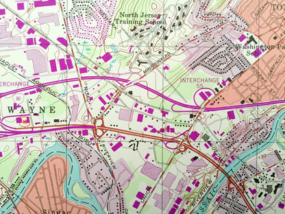 Antique Paterson, New Jersey 1995 US Geological Survey Topographic Map – Wayne, Little Falls, Hawthorne, Fair Lawn, Ridgewood, Clifton, NJ
