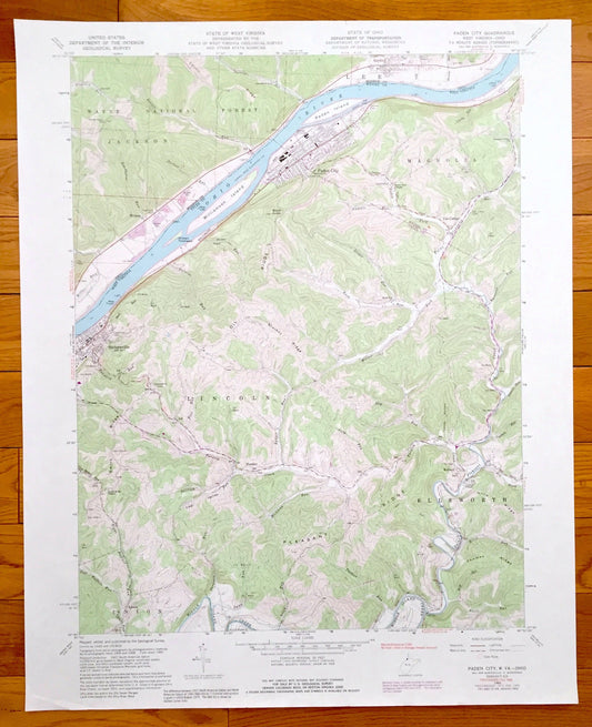 Antique Paden City, West Virginia & Lee, Ohio 1960 US Geological Survey Topographic Map – Sistersville, Ellsworth Union Sardis Wittens WV OH