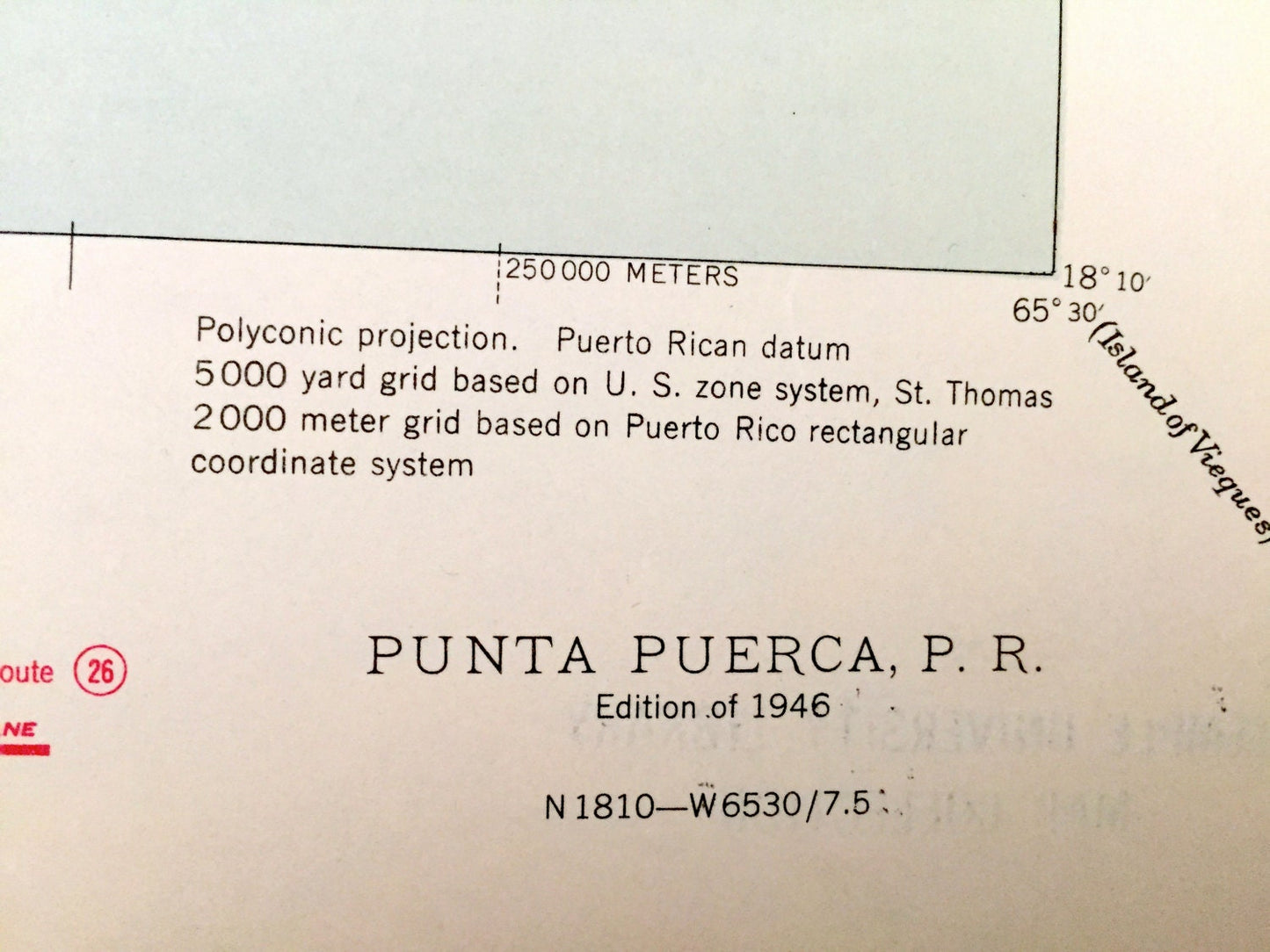 Antique Punta Puerca, Puerto Rico 1946 US Geological Survey Topographic Map – Vieques Sound & Passage, Piñeros, Medio Mundo, Cabras, Ceiba