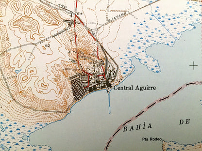 Antique Central Aguirre, Puerto Rico 1945 US Geological Survey Topographic Map – Salinas, Guayama, Coquí, Jobos, Las Mareas, Infierno PR