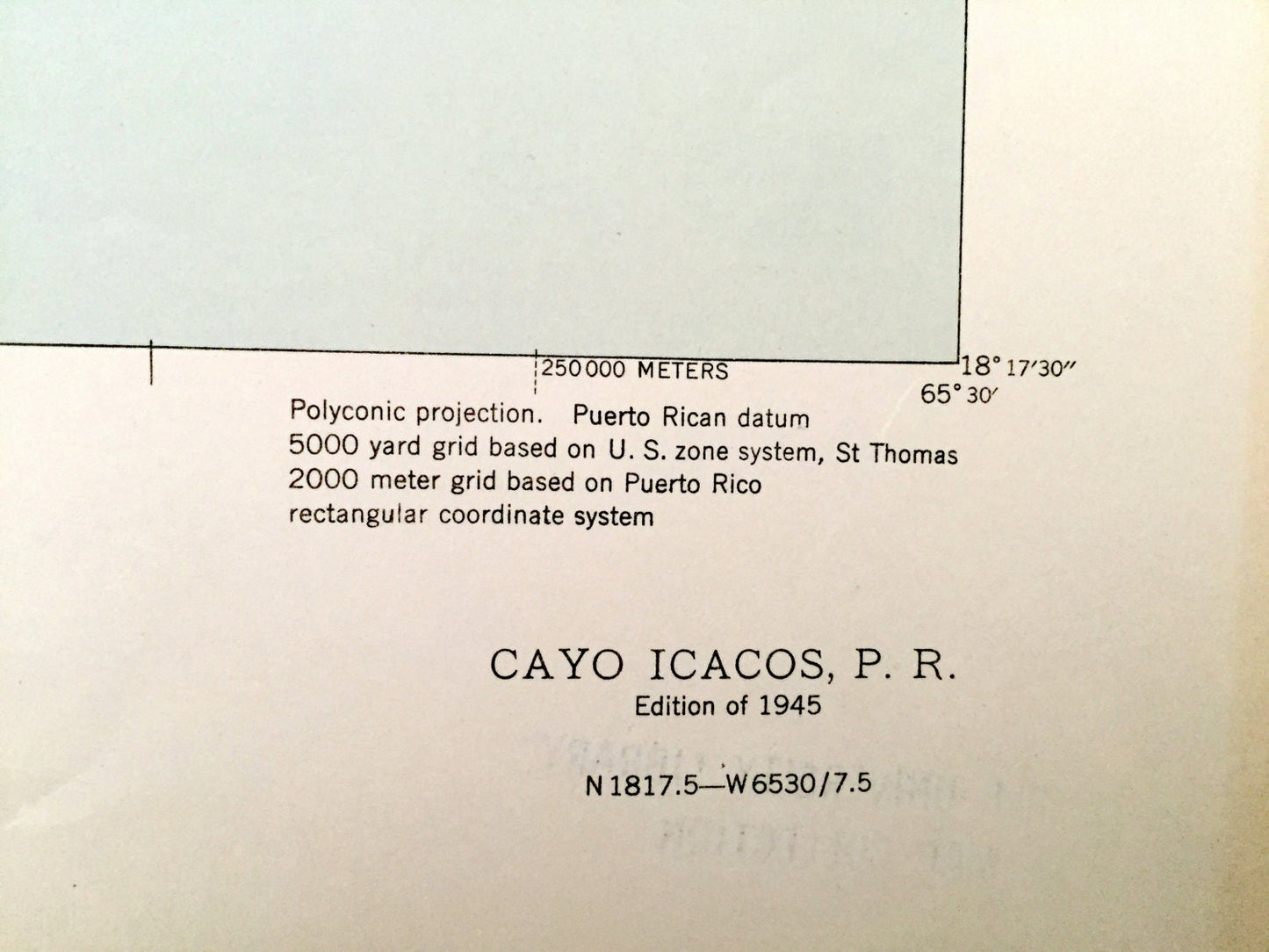 Antique Cayo Icacos, Puerto Rico 1945 US Geological Survey Topographic Map – Fajardo, La Cardillera, Pasaje de San Juan, Cabezas, Vieques PR