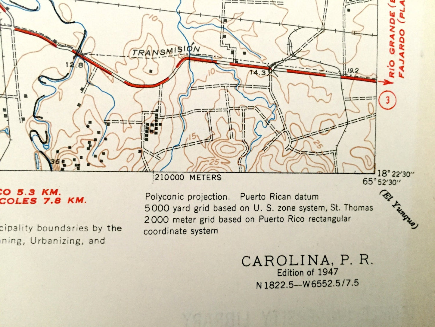 Antique Carolina, Puerto Rico 1947 US Geological Survey Topographic Map – Loíza Aldea, Torrecilla, Piñones, Playa De Las Tres Palmitas,