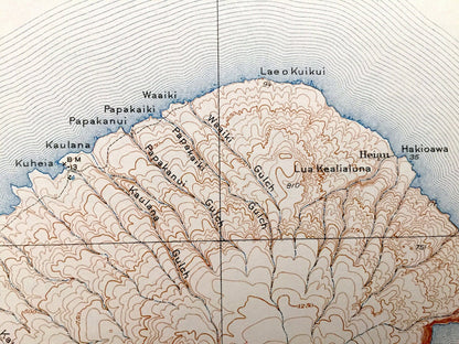 Antique Kahoolawe, Hawaii 1929 US Geological Survey Topographic Map – Makawao District, Heiau, Molokini, Kealaikahiki Kanapou Honokoa Bay HI