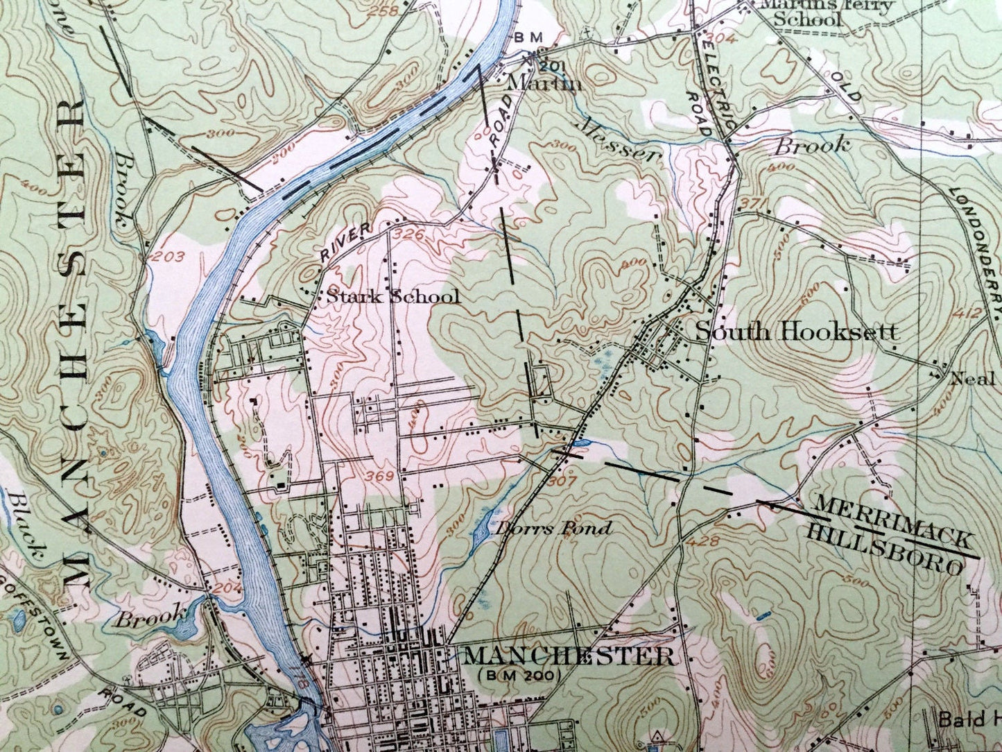 Antique Suncook, New Hampshire 1921 US Geological Survey Topographic Map – Chichester, Pembroke, Allenstown Deerfield Hooksett Manchester NH