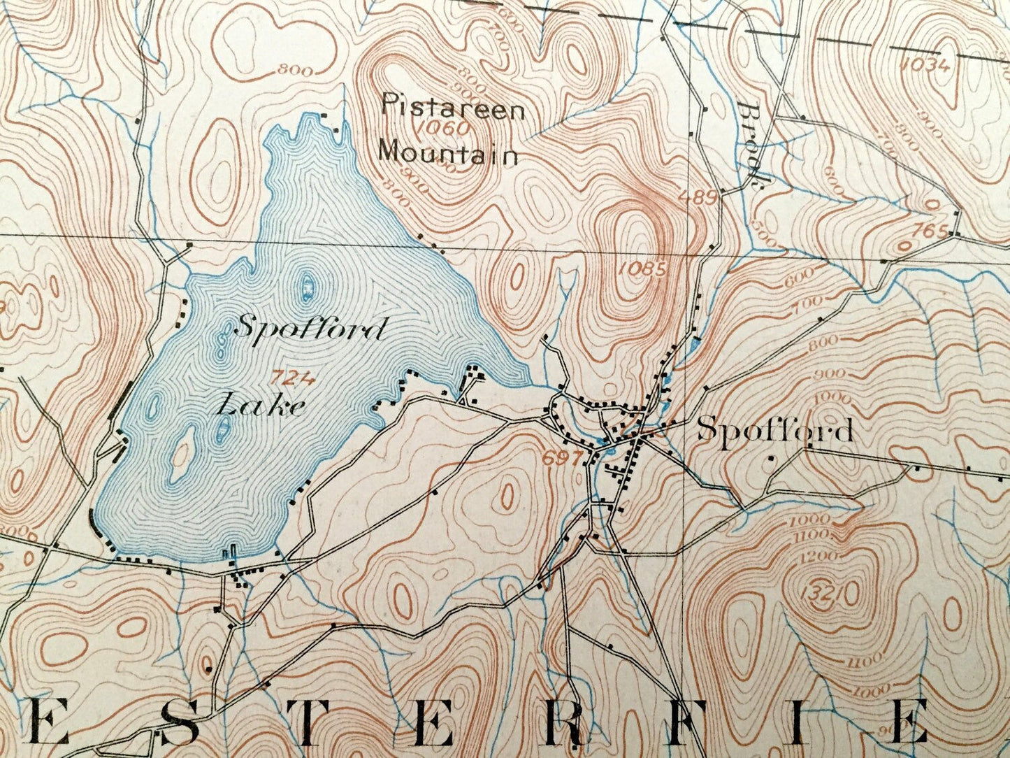 Antique Keene, New Hampshire 1898 US Geological Survey Topographic Map – Cheshire County, Winchester, Swanzey, Chesterfield, Westmoreland NH