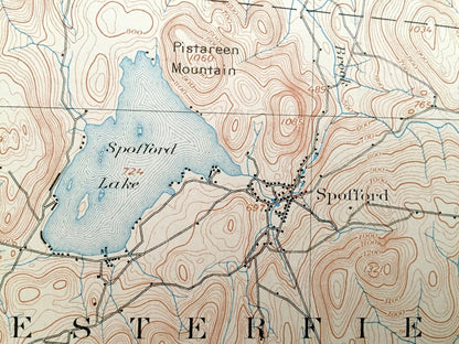 Antique Keene, New Hampshire 1898 US Geological Survey Topographic Map – Cheshire County, Winchester, Swanzey, Chesterfield, Westmoreland NH