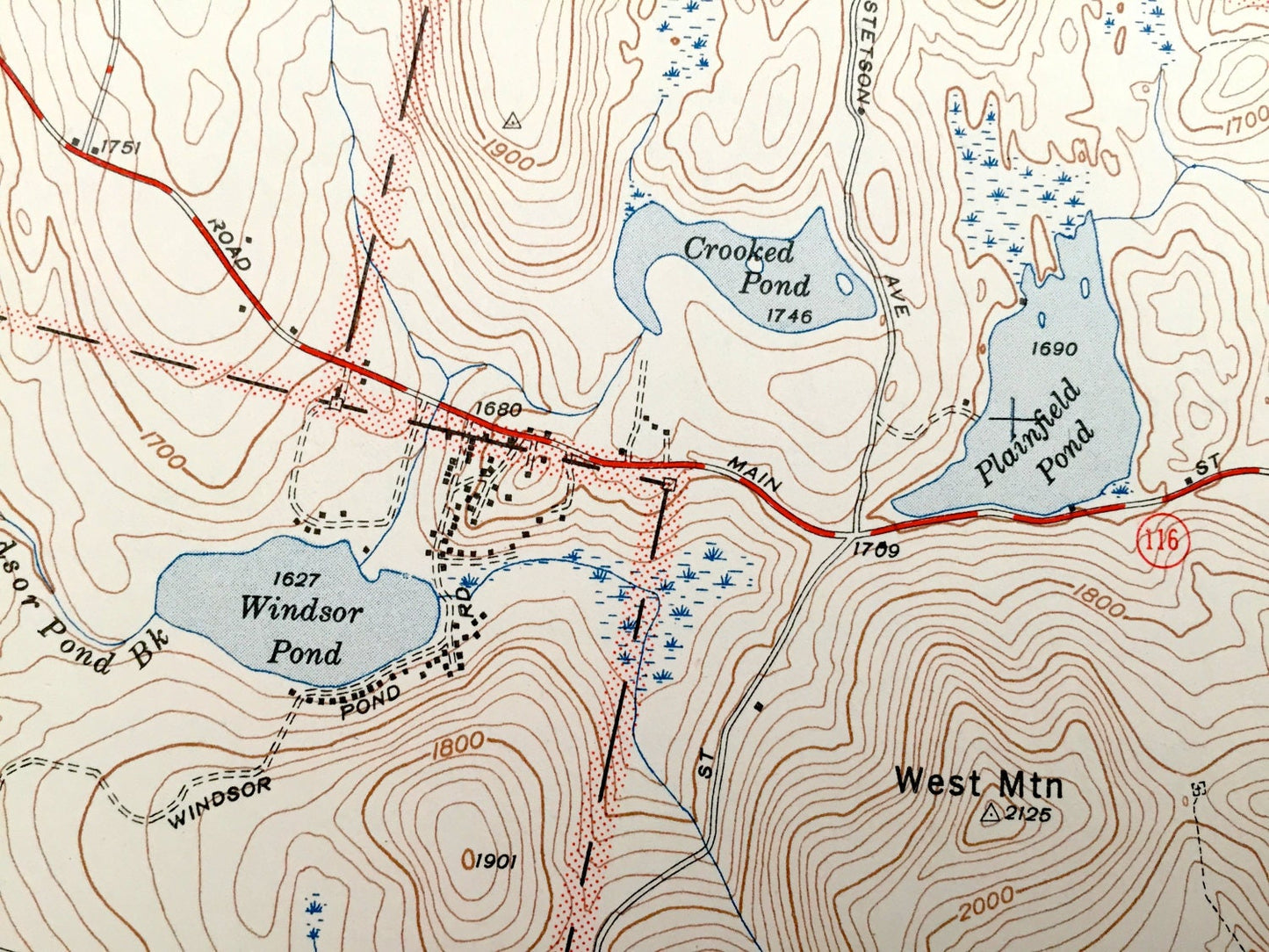 Antique Plainfield, Massachusetts 1948 US Geological Survey Topographic Map – Savoy, Hawley, Charlemont, Kings Corner, Windsor Pond, MA