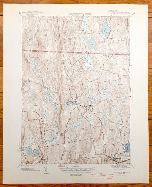 Antique Royalston, Massachusetts 1946 US Geological Survey Topographic Map – Richmond, Orange, Athol, Fitzwilliam, New Hampshire, MA NH