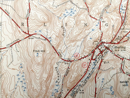 Antique Sterling, Massachusetts 1946 US Geological Survey Topographic Map – Worcester County, Princeton, Leominster, West Boylston Holden MA