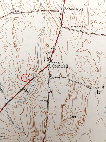 Antique Cornwall, Vermont 1946 US Geological Survey Topographic Map – Middlebury, Salisbury, Farmingdale, West Salisbury, Shoreham, VT