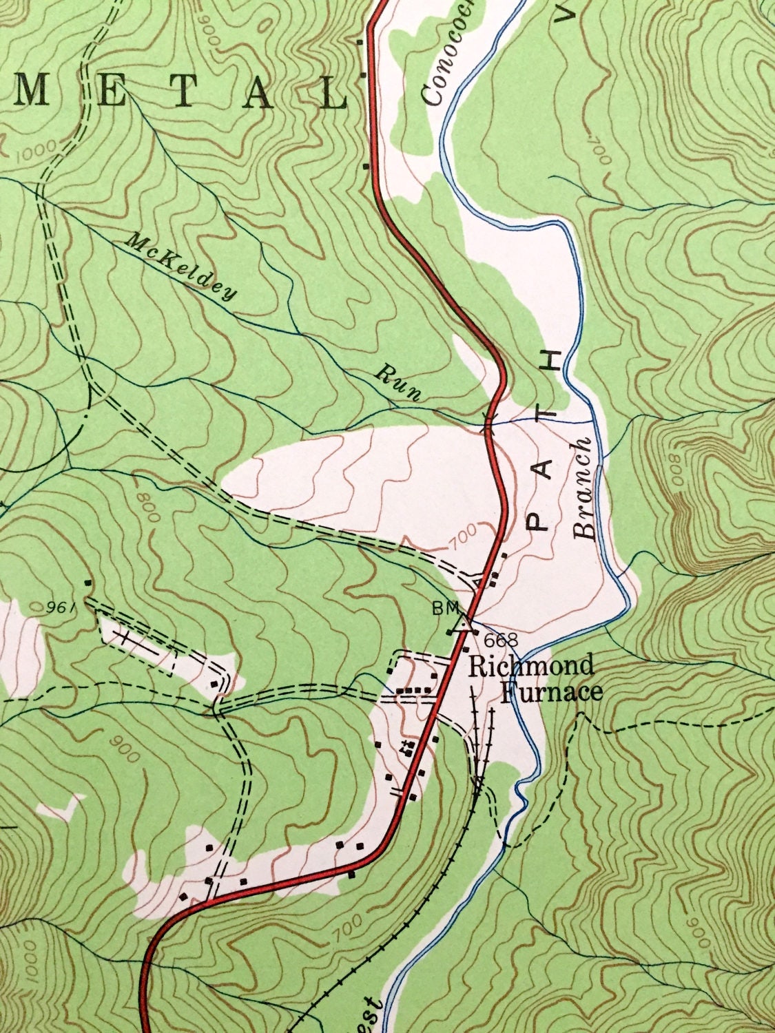 Antique McConnellsburg, Pennsylvania 1944 US Geological Survey Topographic Map – Peters Todd Buchanan State Forest Franklin Fulton County PA
