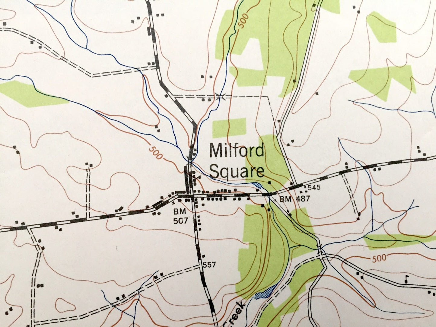 Antique Milford Square, Pennsylvania 1943 US Geological Survey Topographic Map – Bucks, Montgomery County, Springfield, Marlborough, PA