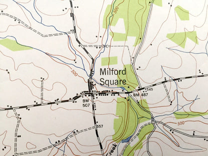 Antique Milford Square, Pennsylvania 1943 US Geological Survey Topographic Map – Bucks, Montgomery County, Springfield, Marlborough, PA