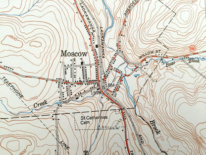 Antique Moscow, Pennsylvania 1949 US Geological Survey Topographic Map – Lackawanna County, Roaring Brook, Covington, Spring, Elmhurst, PA