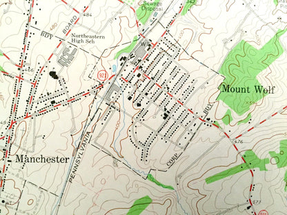 Antique York Haven, Pennsylvania 1964 US Geological Survey Topographic Map – Newberry, Conewago, East Manchester, Springettsbury, Hellam