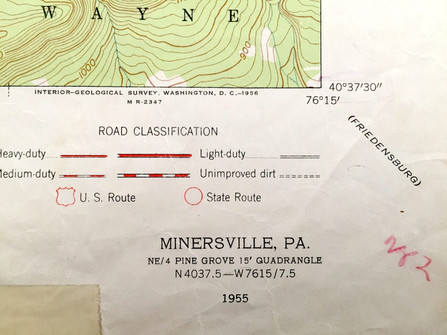 Antique Minersville, Pennsylvania 1955 US Geological Survey Topographic Map – Reilly, Newtown, Branch Dale, Foster, Cass Butler Llewellyn PA