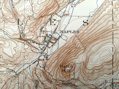 Antique Naples, New York 1903 US Geological Survey Topographic Map – Canandaigua Lake, Finger Lakes, Middlesex, Cohocton, South Bristol, NY