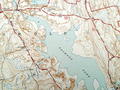 Antique Jewett City, Connecticut 1944 US Geological Survey Topographic Map – Preston, Griswold, North Stonington, Glasgo, Pachaug Pond, CT