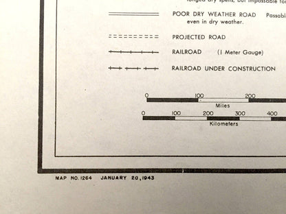 Antique Amazonas-Matto Grosso Region 1943 Formerly Restricted US Government Map – Goyaz, São Paulo, Paraguay, Bolivia, Pará, South America