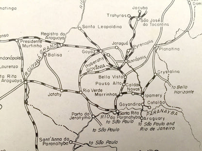 Antique Amazonas-Matto Grosso Region 1943 Formerly Restricted US Government Map – Goyaz, São Paulo, Paraguay, Bolivia, Pará, South America