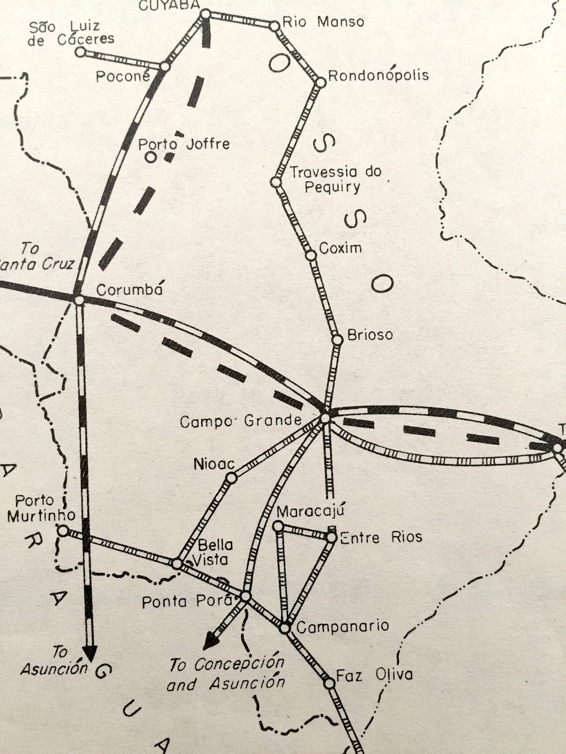 Antique Amazonas-Matto Grosso Region Airline Map 1943 – Formerly Restricted US Government – Goyaz, São Paulo, Paraguay, Pará, South America
